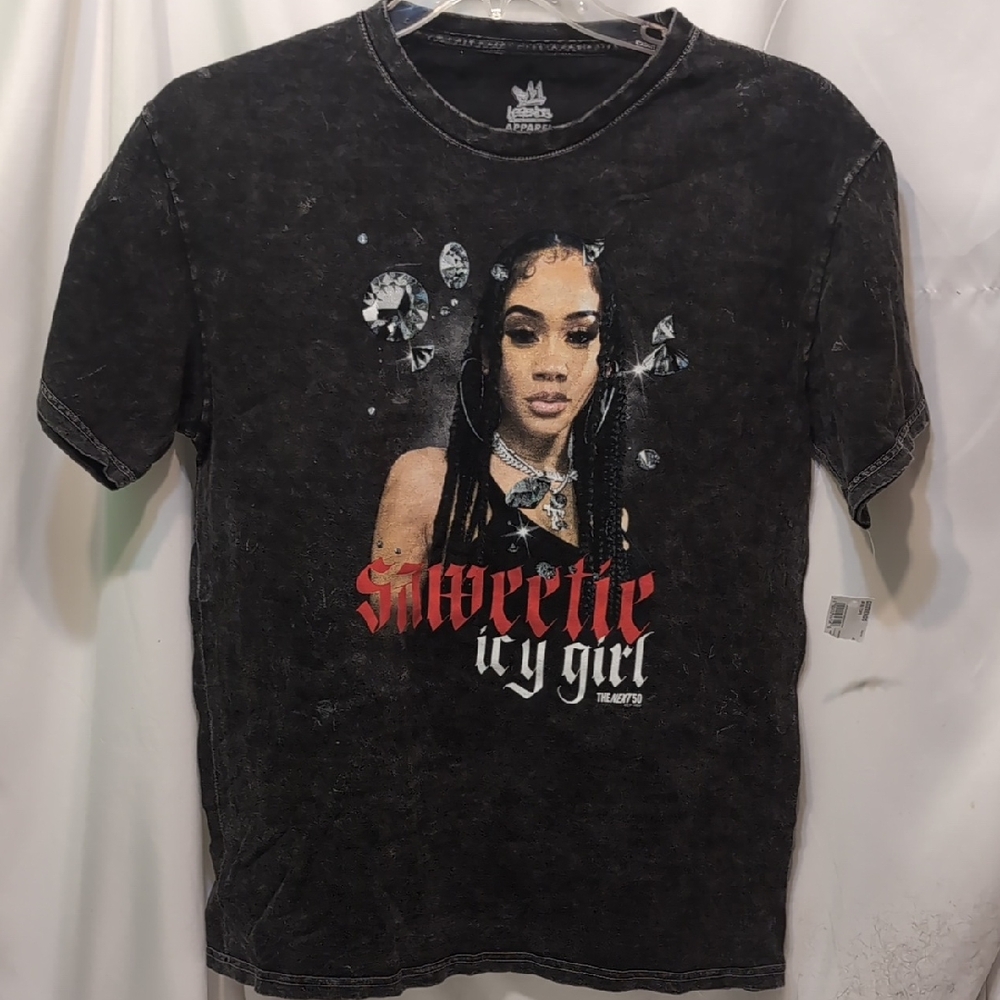 Unisex Sawettie Icy Girl Black Graphic Tee - Short Sleeve Size Large NWT